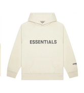 Essentials Cream Hoodie Front Logo