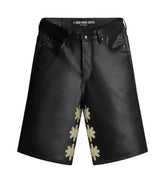 Lost Shdws Leather Shorts Black/Bone